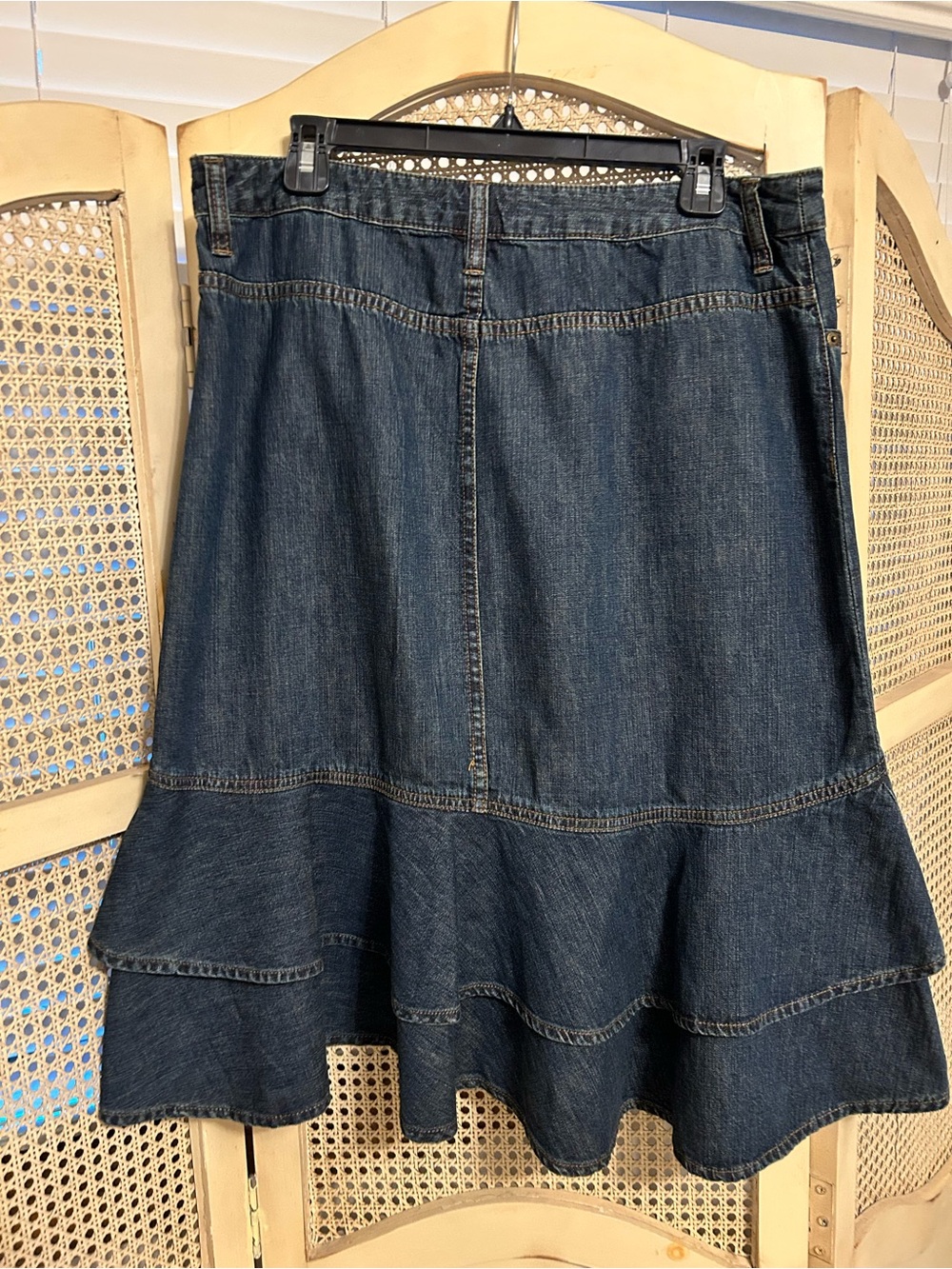 Ralph Lauren Dark Blue Denim Ruffle-Hem A-Line Skirt - Picture 2 of 5
